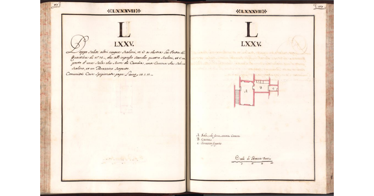 [Pianta del quartiere n. 75 del Ghetto di Firenze]