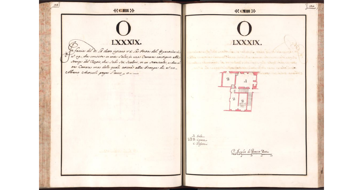 [Pianta del quartiere n. 89 del Ghetto di Firenze]