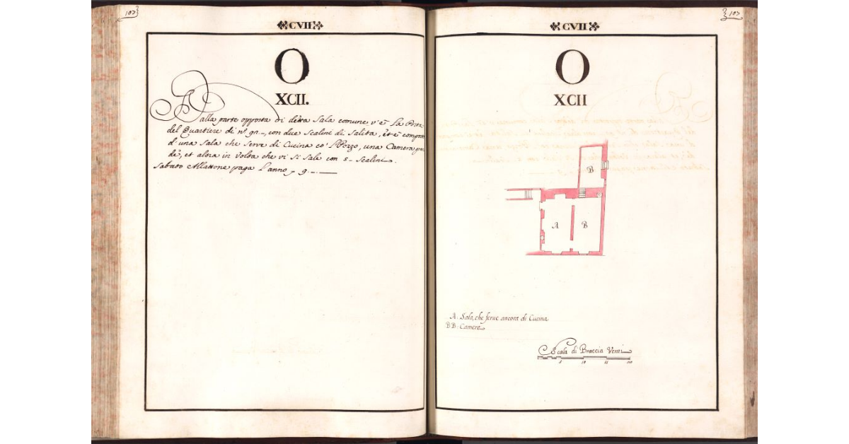 [Pianta del quartiere n. 92 del Ghetto di Firenze]