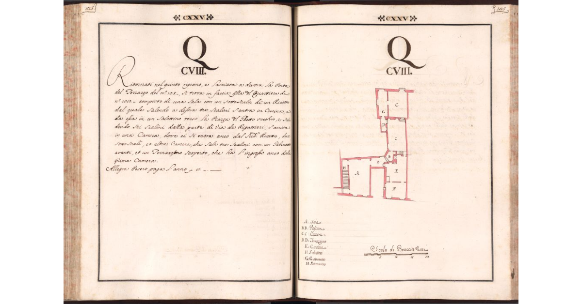 Pianta del quartiere n. 108 del Ghetto di Firenze]