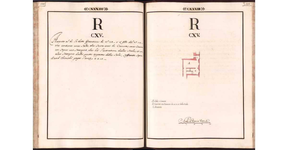 [Pianta del quartiere n. 115 del Ghetto di Firenze]