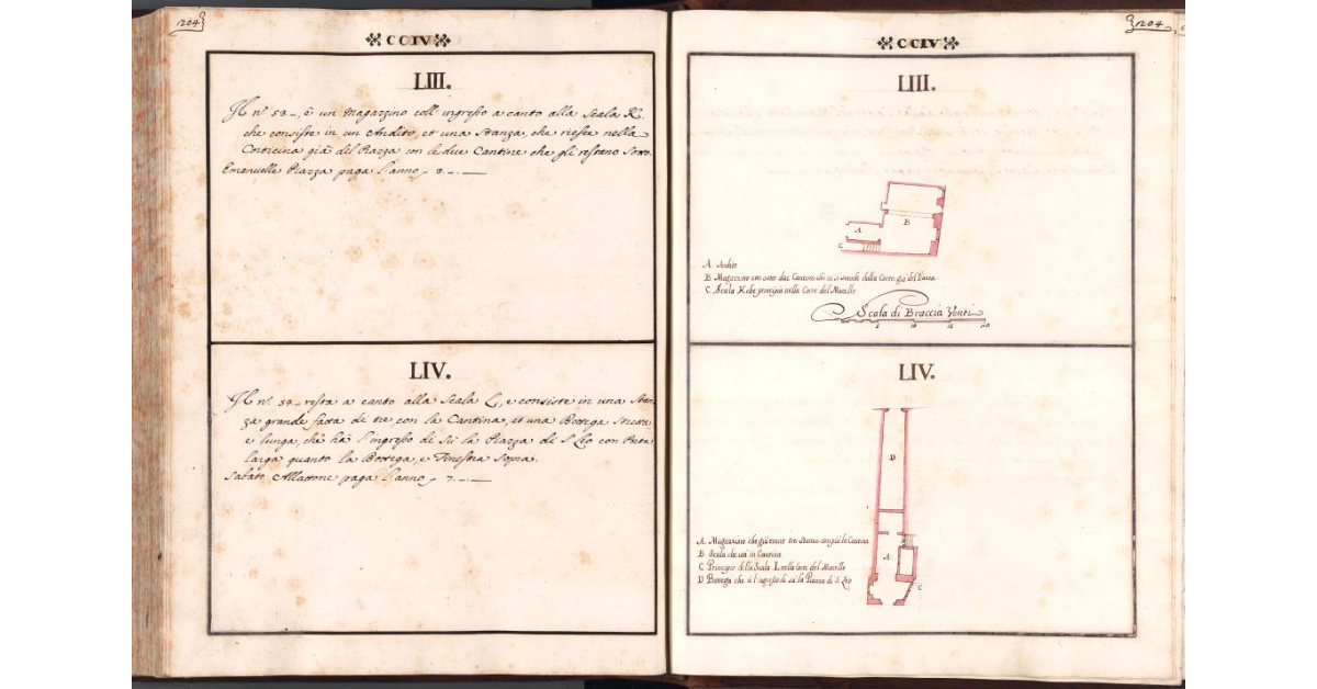 [Piante dei magazzini n. 53 e n. 54 del Ghetto di Firenze]