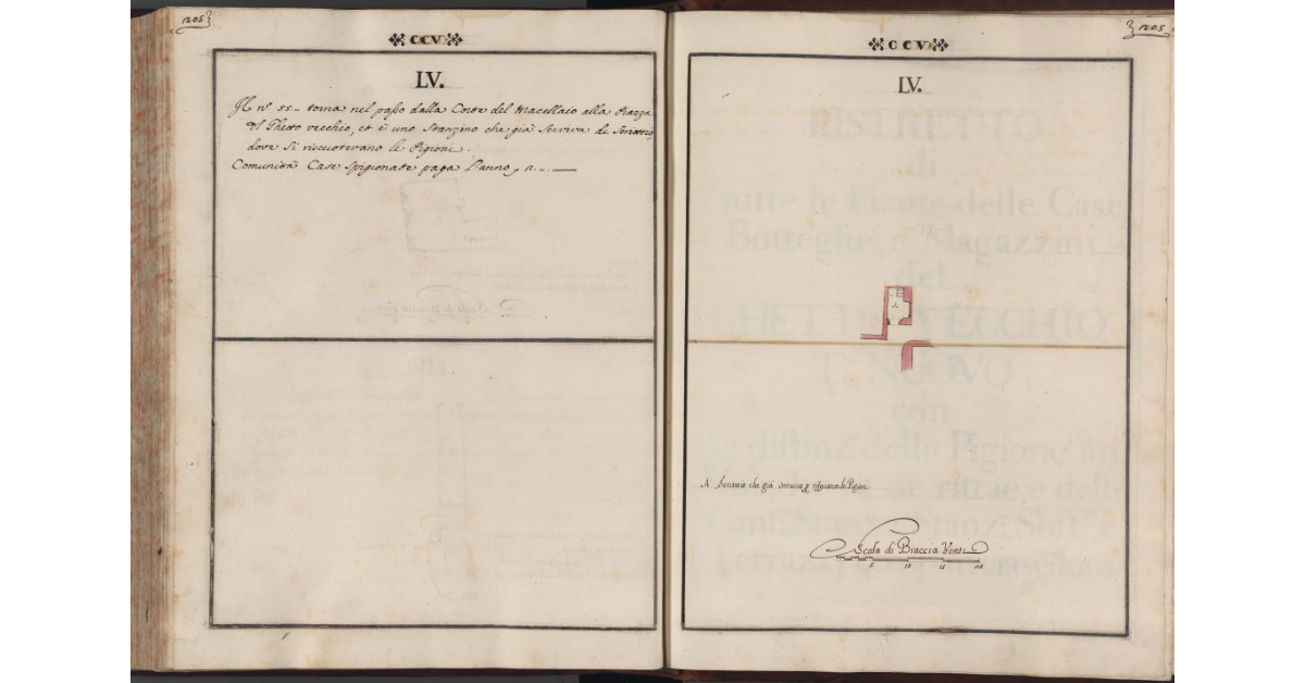 [Pianta dello stanzino utilizzato come Scrittoio nel Ghetto di Firenze]