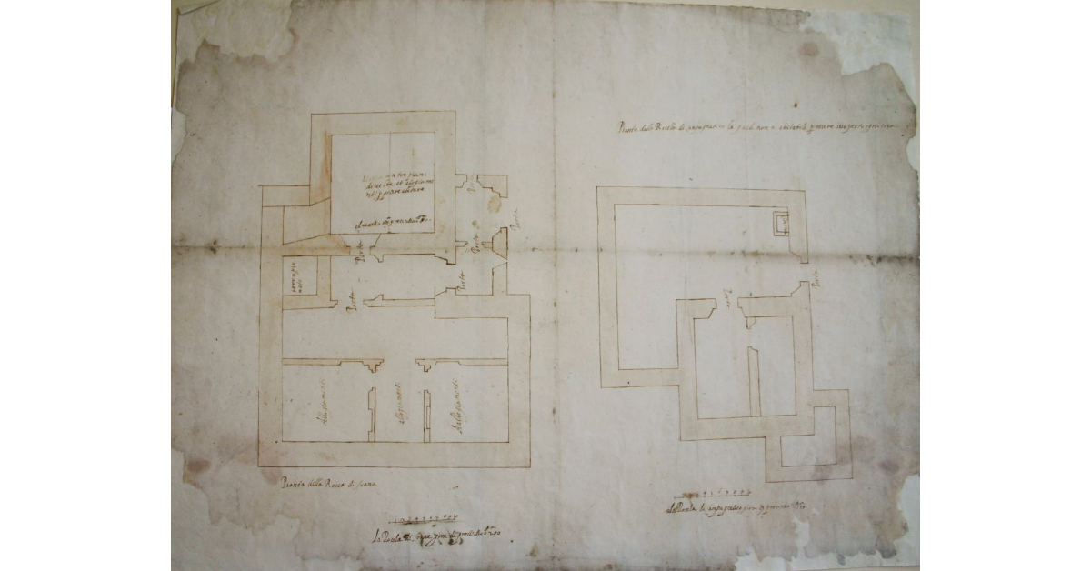 Pianta della Rocca di Sovana e "Pianta della Roccha di Campagnatico la quale non è abitabile per essere iscoperto ogni cosa"