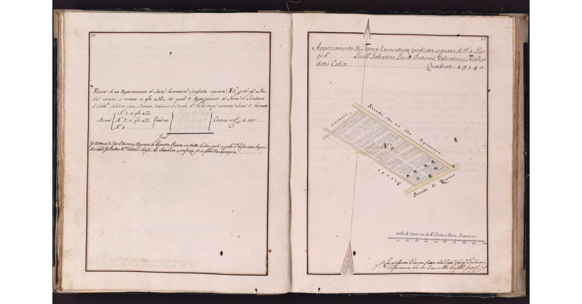 [Appezzamento di terreno lavorativo posto fra la strada che va alle Spianate e la strada di Riatri]