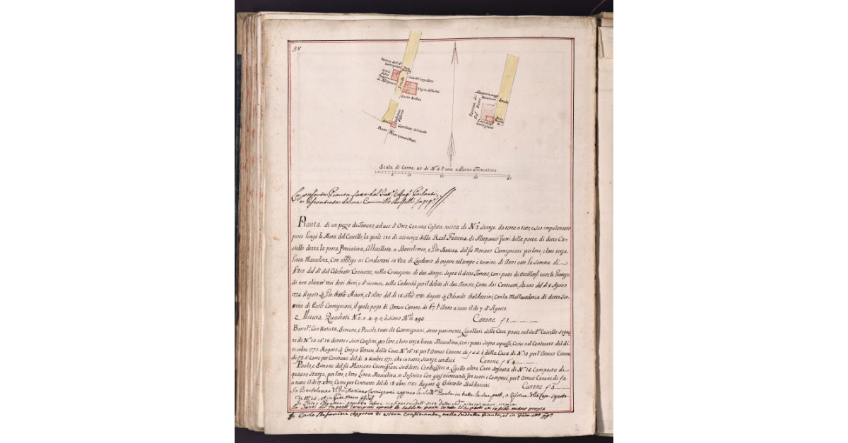 [Terreno e case concesse a livello alla famiglia Carmignani]