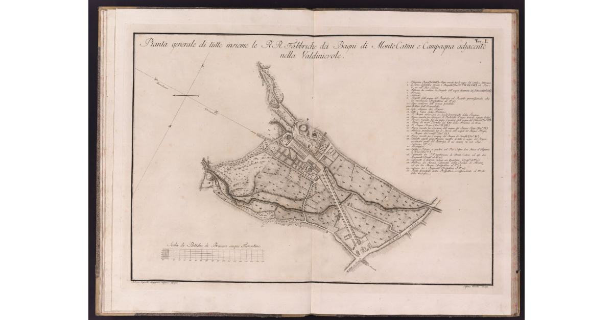Pianta generale di tutte insieme le R.R. Fabbriche dei Bagni di Montecatini e Campagna adiacente nella Valdinievole