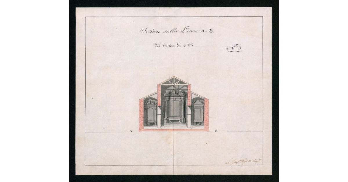 [Sezione della chiesa pievania di Asciano]