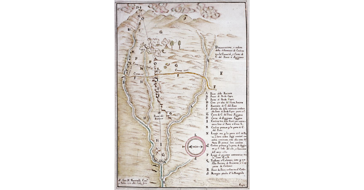 Dimostrazione, o veduta della differenza di Confino tra le Comunità, e Corti di C. del Piano e Seggiano