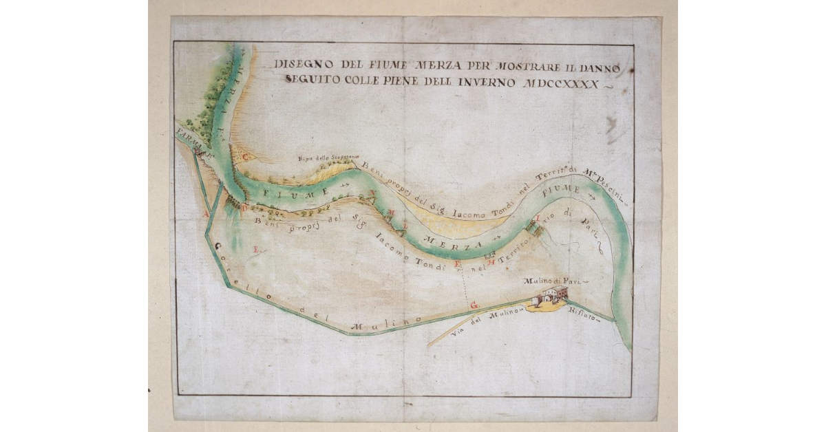 Disegno del fiume Merza per mostrare il danno seguito colle piene dell'inverno MDCCXXXX