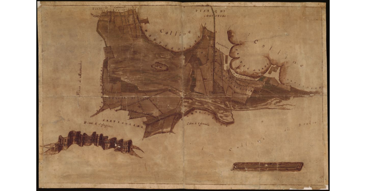 Pianta della Fattoria di Montecchio della Religione fatta per la terminazione dell'Esse [...]