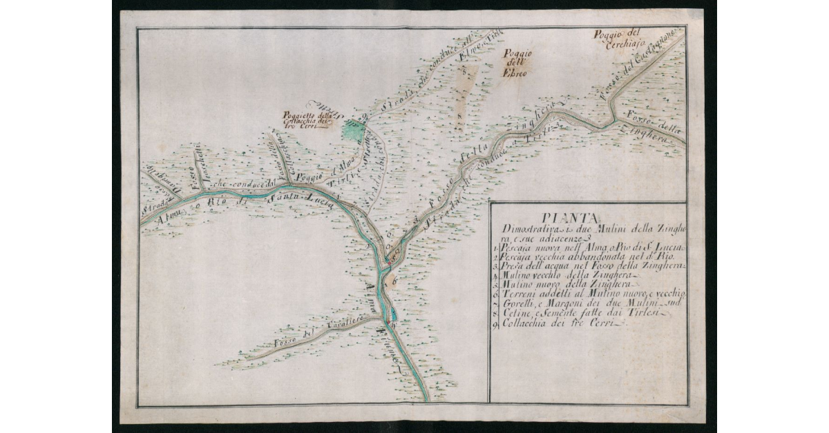 Pianta dimostrativa i due Mulini della Zinghera e sue adiacenze