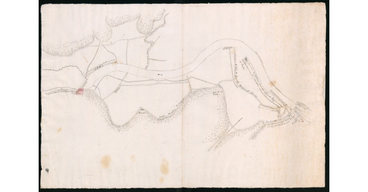 [Corso del fiume Serchio dal mulino di Ripafratta alla confluenza dell'Ozzeri confine tra Lucca e Toscana]