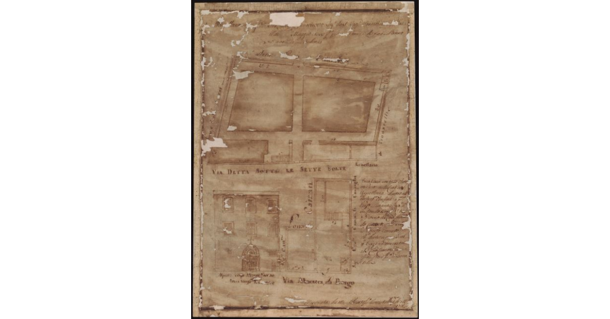 Casa con orto posta in Pisa nella cura di S. Apollonia. Misurata da me Bartolomeo Bonistalli, 7 agosto 1733