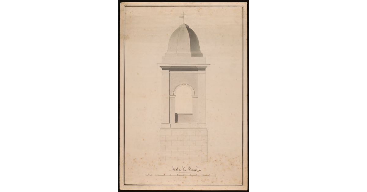 Disegno per il nuovo campanile della Chiesa di Castelmaggiore di Calci