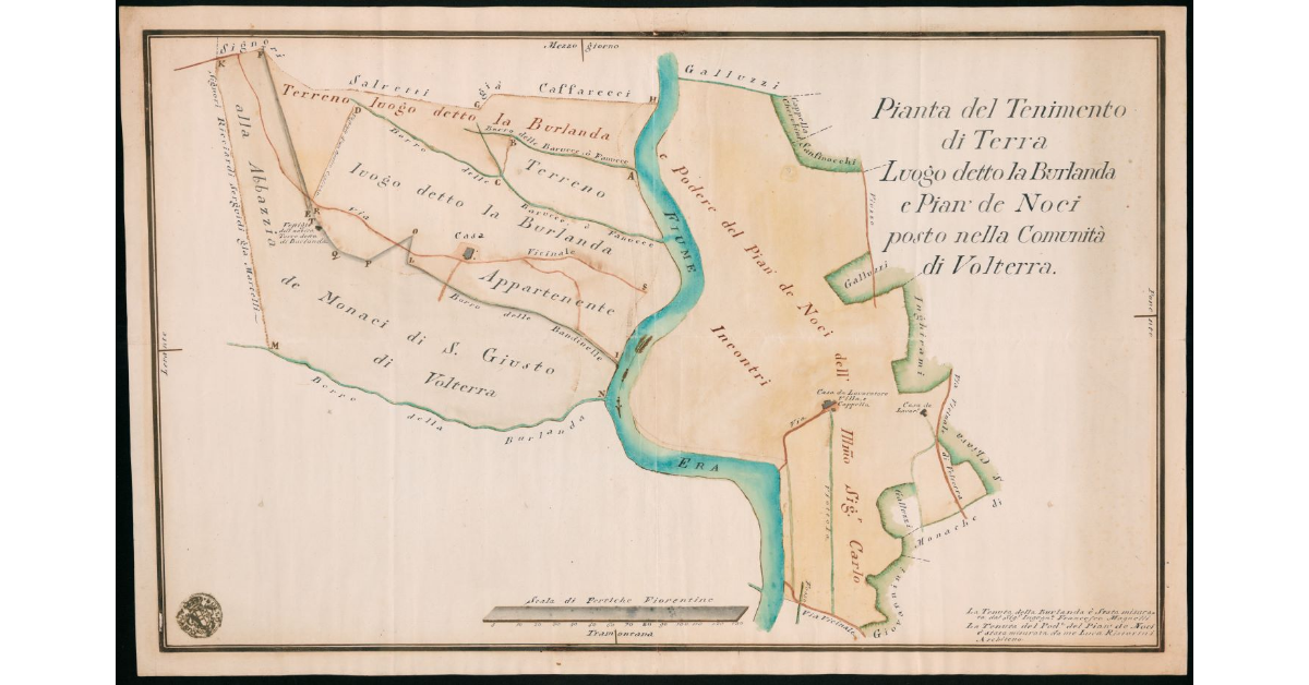 Pianta del tenimento di terra luogo detto la Burlanda e Pian de' Noci posta nella comunità di Volterra