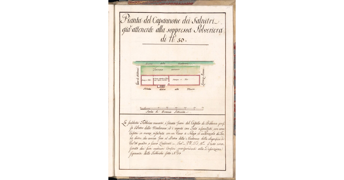 Pianta del Capannone dei Salnitri, già attenente alla soppressa Polveriera di N. 50