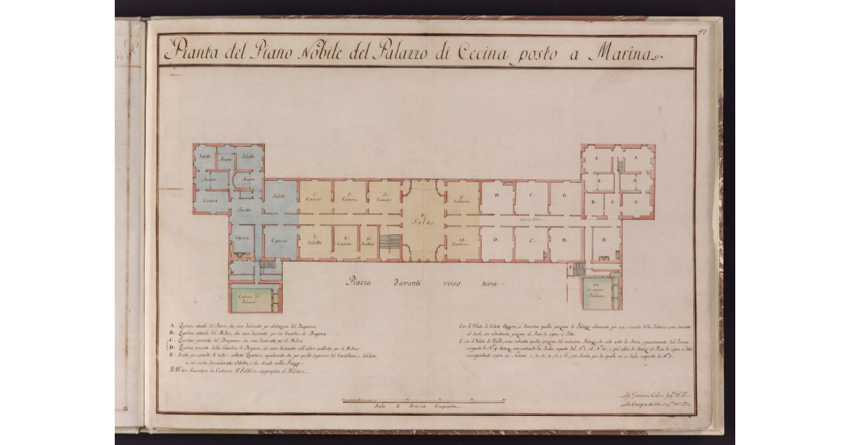Pianta del Piano Nobile del Palazzo di Cecina posto a Marina