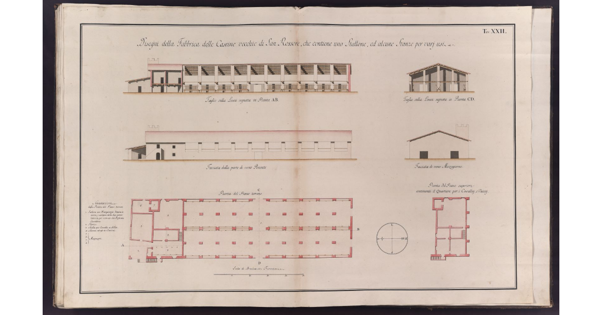 Disegni della Fabbrica delle Cascine vecchie di San Rossore, che contiene uno Stallone, ed alcune stanze per varj usi