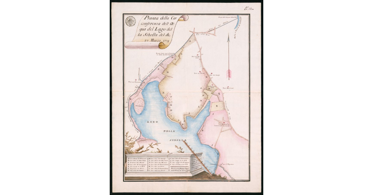 Pianta della circonferenza dell'acqua del Lago della Sibolla del di 21 marzo 1774