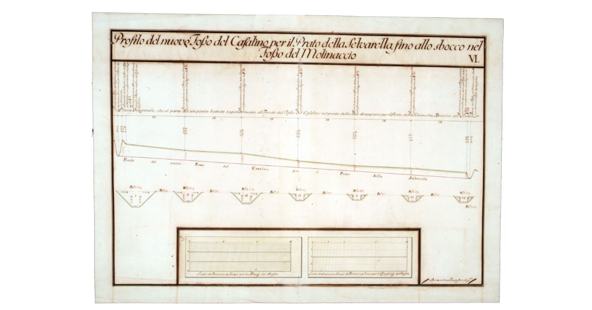 Profilo del nuovo Fosso del Casalino per il Prato della Selvarella fino allo sbocco nel Fosso del Mulinaccio VI
