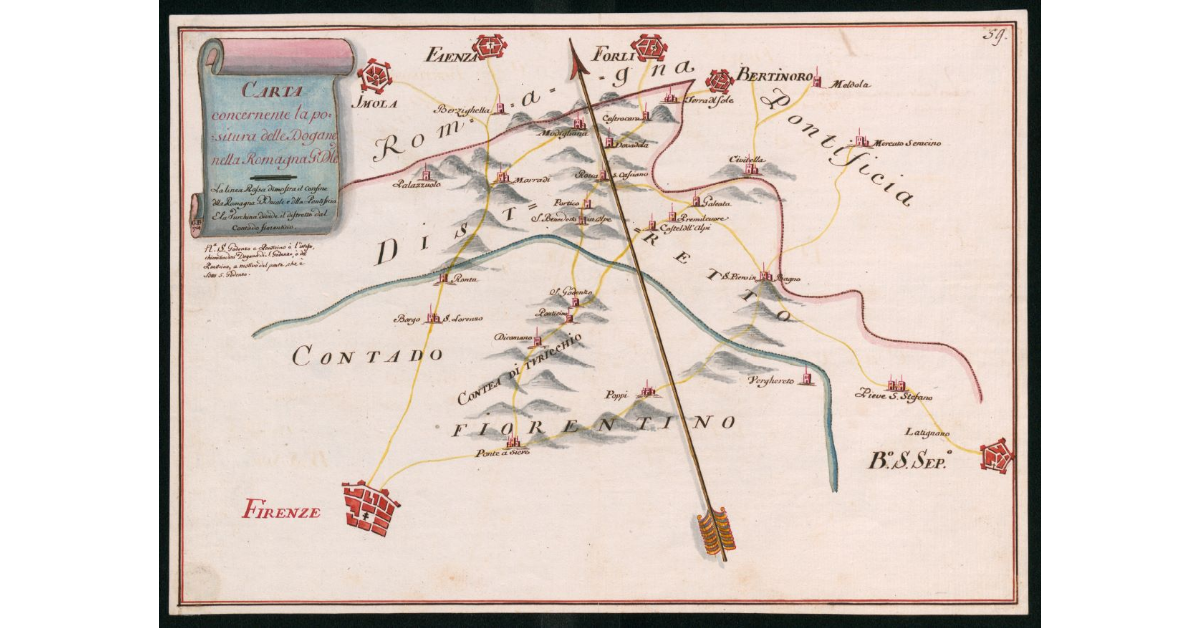 Carta concernente la positura delle dogane nella Romagna Granducale