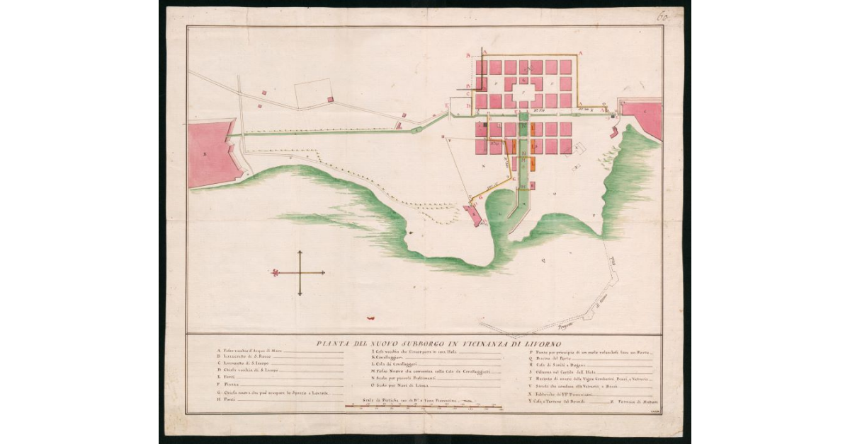 Pianta del nuovo sobborgo in vicinanza di Livorno