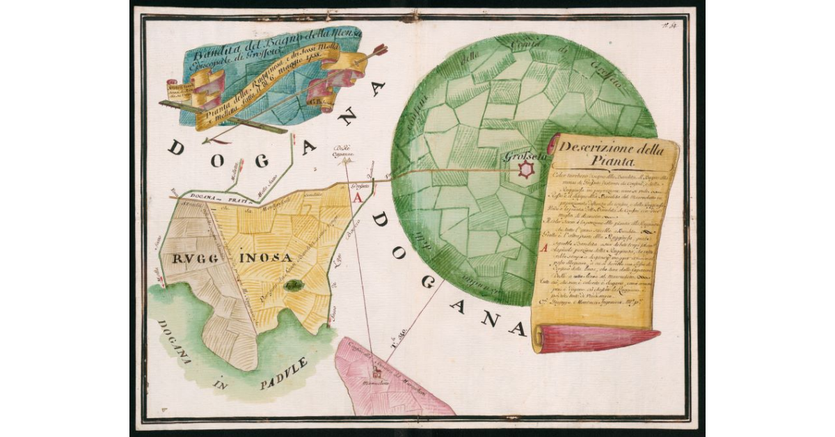 Bandite del Bagno della mensa episcopale di Grosseto, pianta della Rugginosa e dei fossi Molla e Molletta