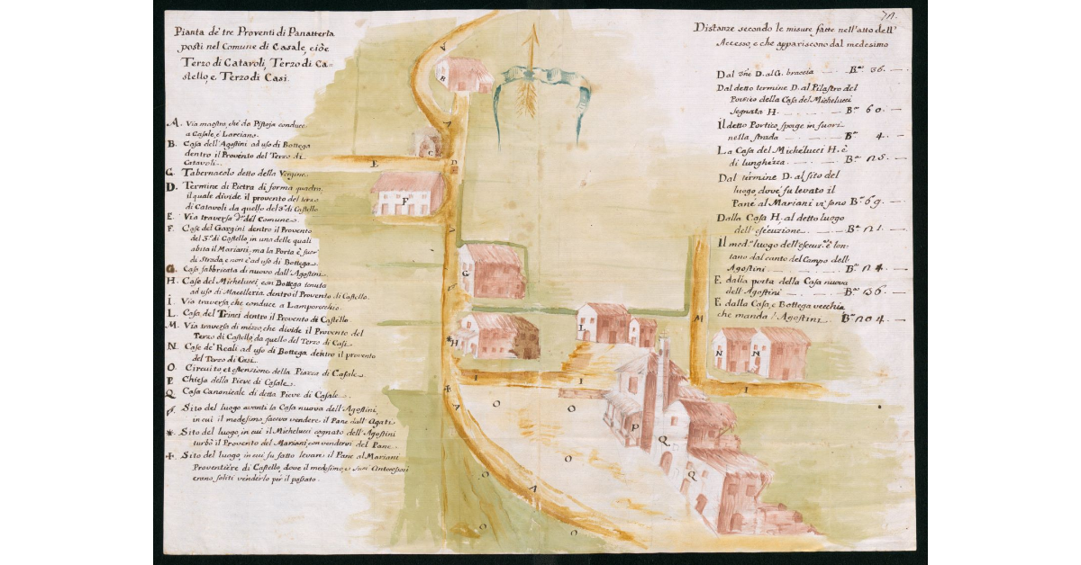 Pianta di tre proventi di panetteria posti nei Comune di Casale, cioè Terzo di Cataroli, Terzo di Castello, Terzo di Casi