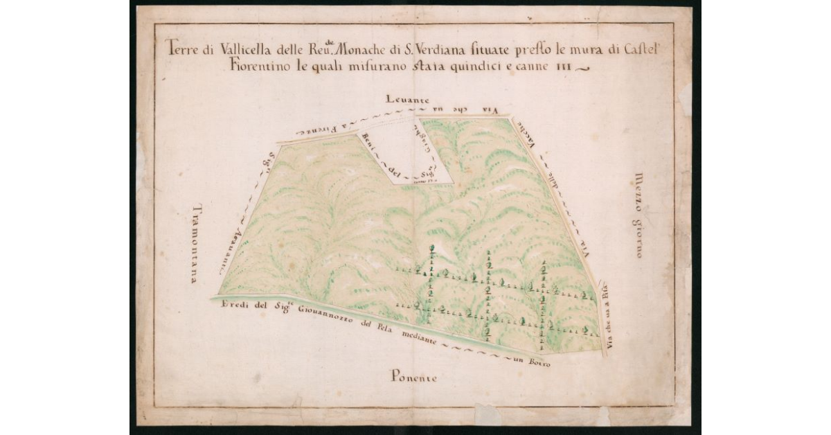 Terre di Vallicella delle reverende monache di S.Verdiana situate presso le mura di Castelfiorentino, le quali misurano staia 15 e canne 3