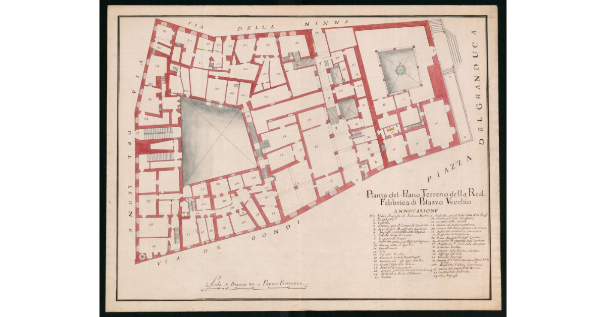 Pianta del piano terreno della real fabbrica di Palazzo Vecchio