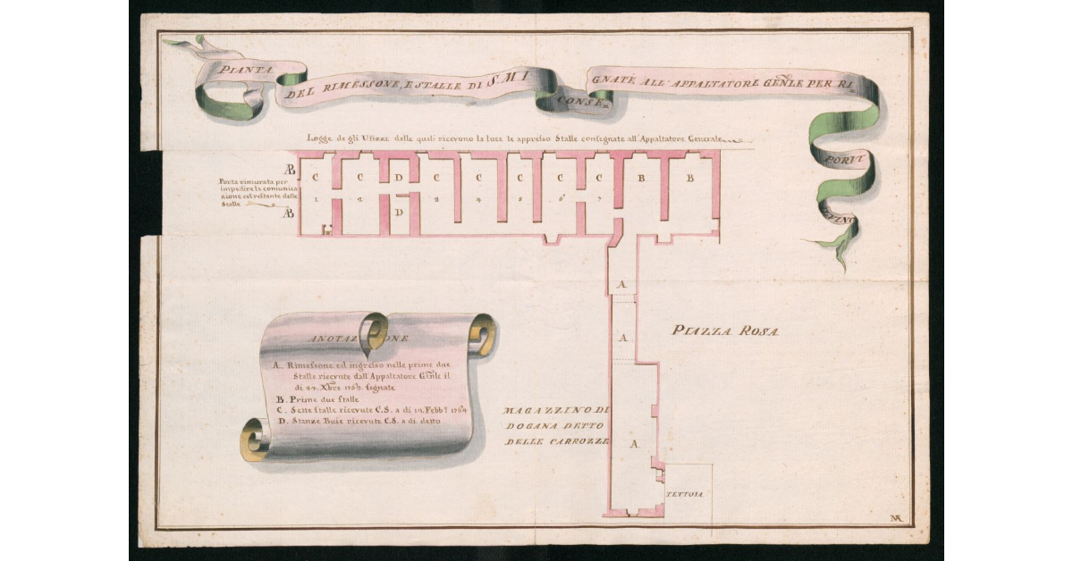 Pianta del Rimessone e Stalle di S.M.I. consegnate all'appaltatore generale per riporvi il vino