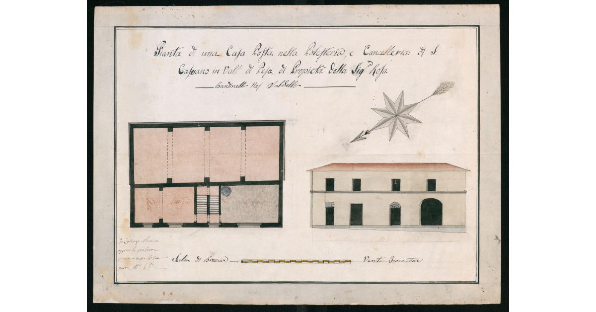 Pianta di una casa posta nella potesteria e cancelleria di San Casciano in Val di Pesa, di proprietà della Sig.ra Rosa Bandinelli nei Saldelli