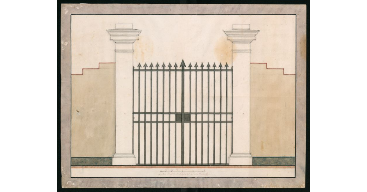 [Ingresso con cancello della villa di proprietà Mancini sulla via Romana a San Casciano]