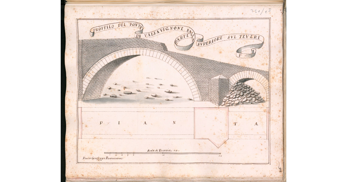 Proffilo del ponte di Valsavignone dalla parte superiore sul Tevere