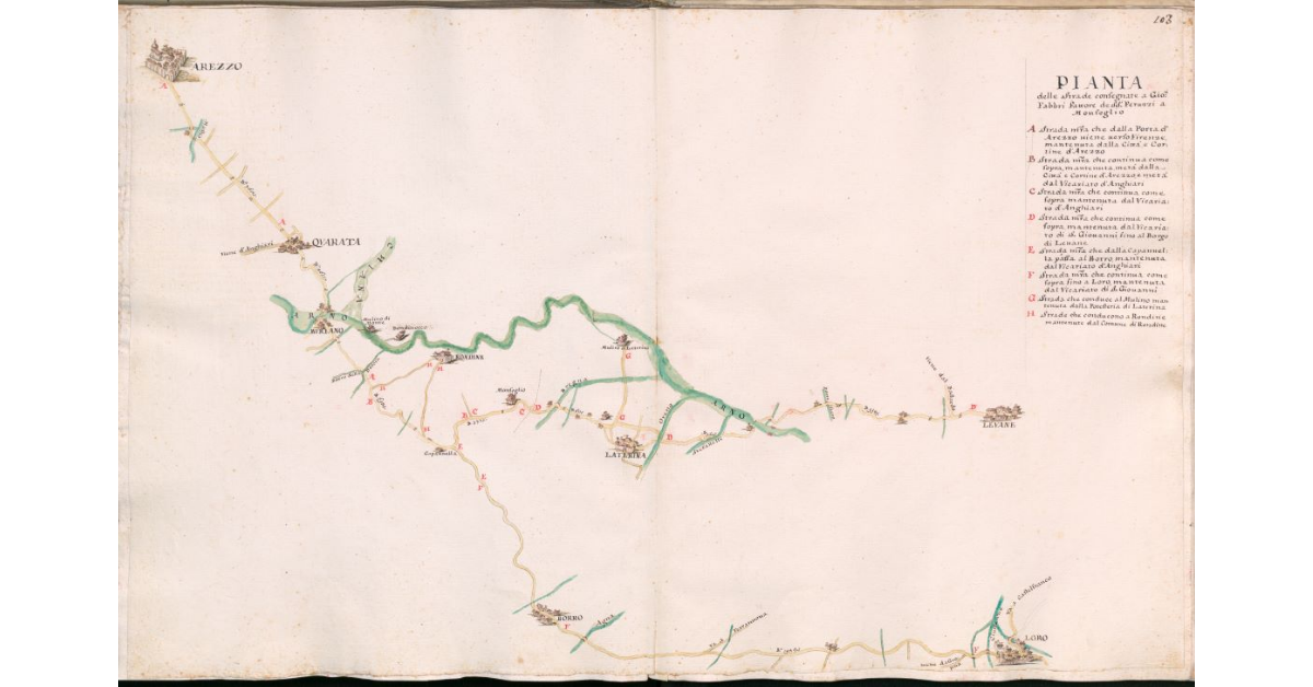 Pianta delle strade consegnate a Giovanni Fabbri fattore de SS.ri Peruzzi a Monfoglio