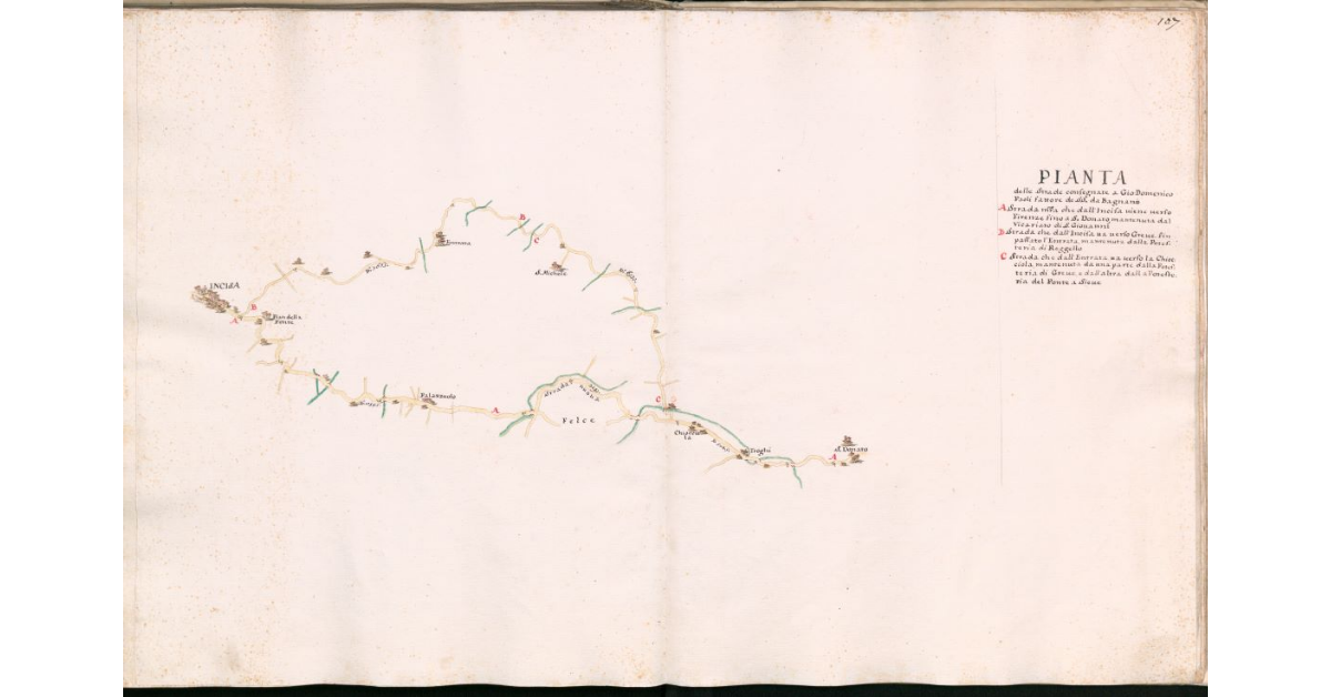 Pianta delle strade consegnate a Gio.Domenico Paoli fattore de SS. da Bagnano