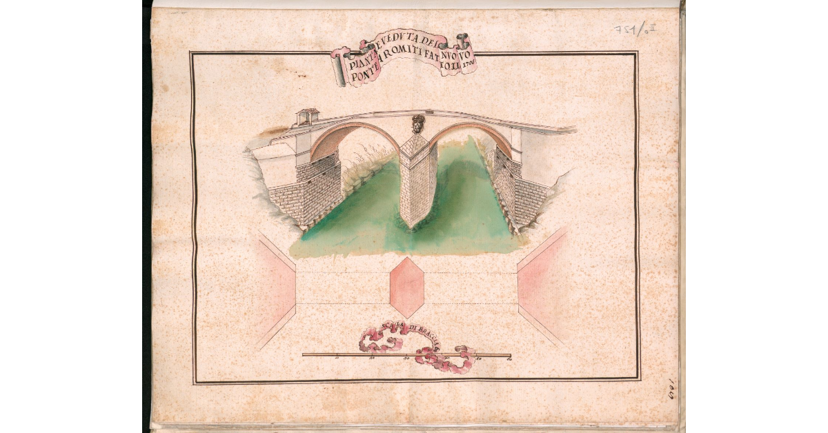 Pianta e veduta del nuovo ponte a Romiti fatto il 1705