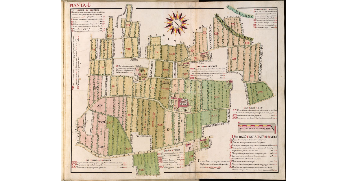 Pianta I [di una parte della Fattoria della Badia di S. Savino]