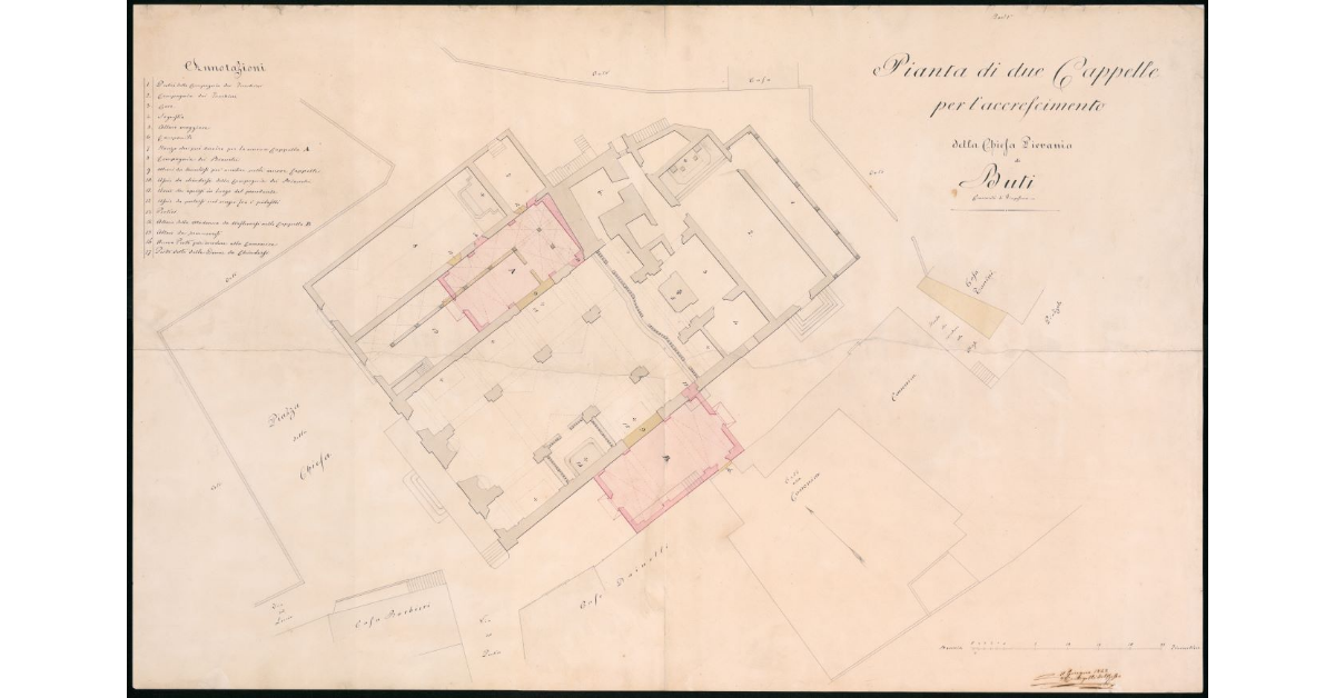 Pianta di due Cappelle per l'accrescimento della Chiesa Pievania di Buti Comunità di Vico Pisano