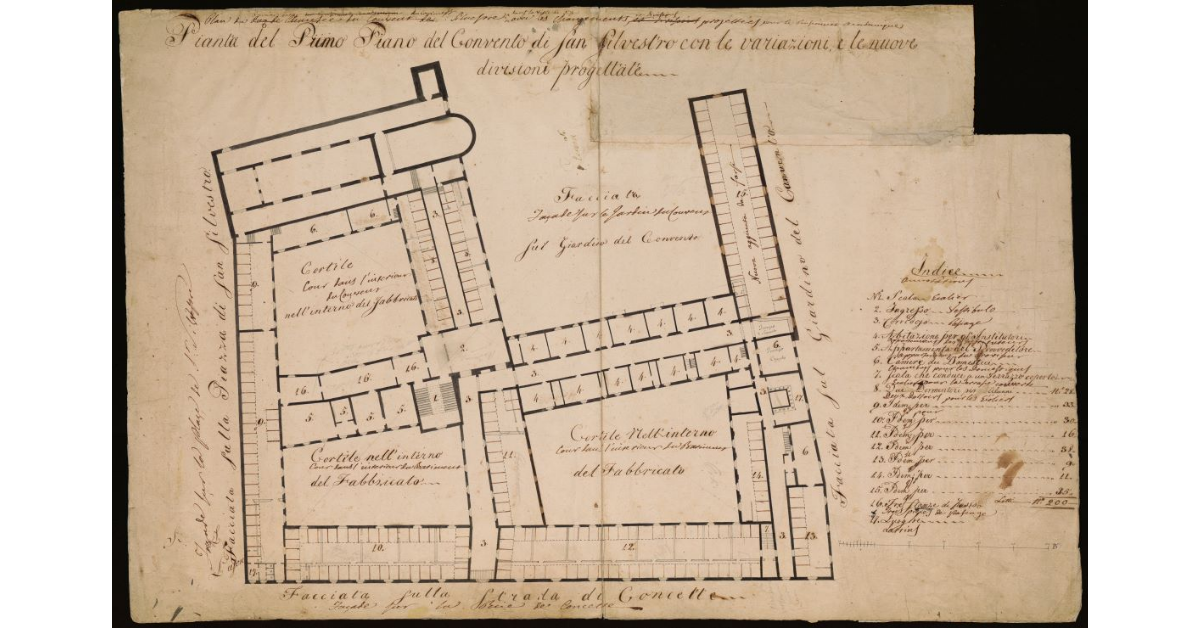 Pianta del primo piano del Convento di S. Silvestro [a Pisa] con le variazioni e le nuove divisioni progettate