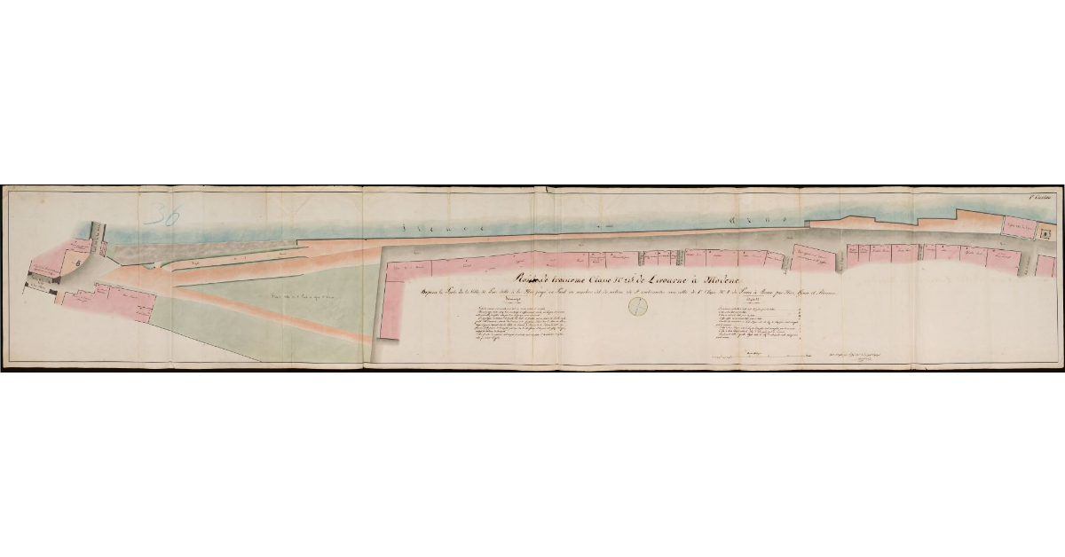 Route de trosiéme classe n. 215 de Livourne à Modene depuis la Porte de la Ville de Pise ditte à la Mer jusqu'au Pont en marbre dit de Milieu, ou s'embranche avec celle de premiére classe n. 8 de Paris à Rome par Nicee, et Florence