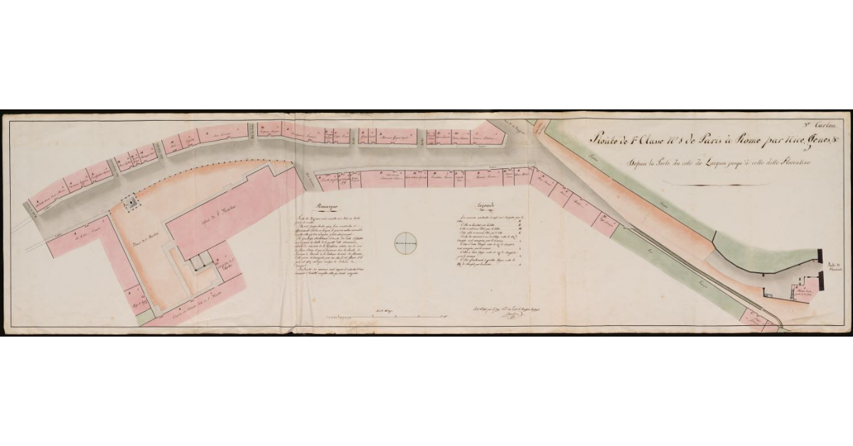 Route de prémiere classe n.8 de Paris a Rome par Nice, Genes etc. depuis la Porte du coté de Lucques jusqu'à celle ditte Florentine
