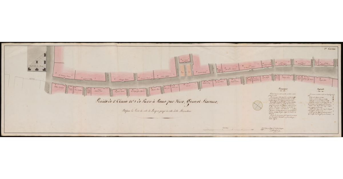 Route de prémiere classe n. 8 de Paris a Rome par Nice, Genes etc. depuis la Porte du coté de Lucques jusqu'à celle ditte Florentine