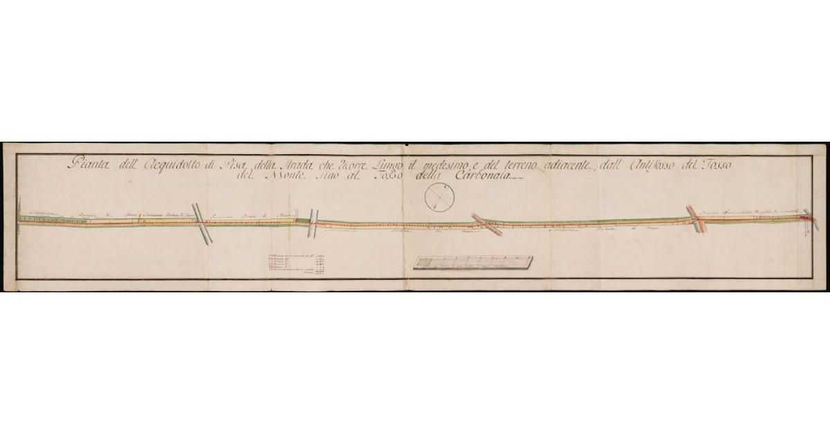 Pianta dell'Acquedotto di Pisa, della strada che ricorre lungo il medesimo e del terreno adiacente all'Antifosso dal Fosso del Monte fino al Fosso della Carbonaia