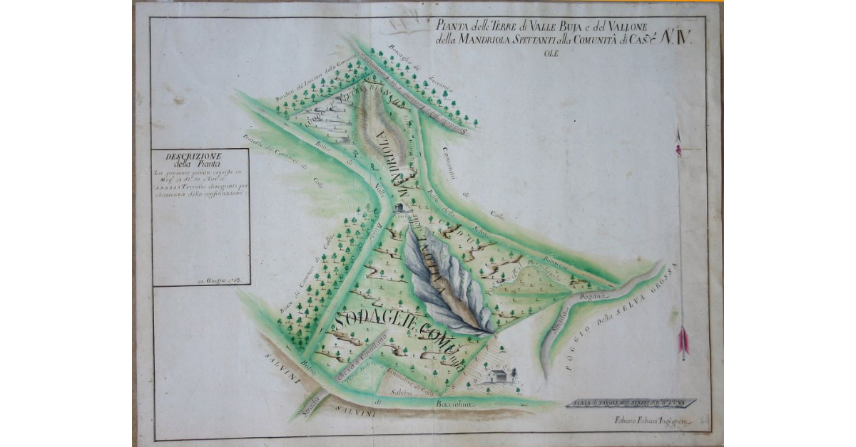 Pianta delle Terre di Valle Buja e del Vallone della Mandriola Spettanti alla Comunità di Casole