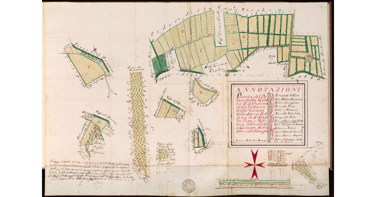 Pianta del Podere della Girotta di attinenza della fattoria della Vaiana della Sacra Religione di S. Stefano Papa e Martire, allivellato a Giuseppe Salvadori e sua famiglia