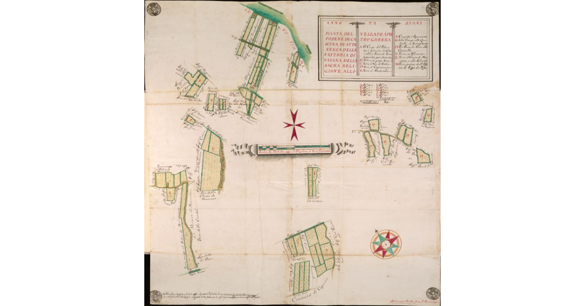 Pianta del Podere di Cascina di attinenza della fattoria della Vaiana della Sacra Religione di S. Stefano Papa e Martire, allivellato a Pietro Guerra