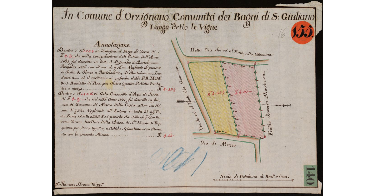 In comune di Orzignano, comunità di Bagni di San Giuliano, luogo detto le Vigne