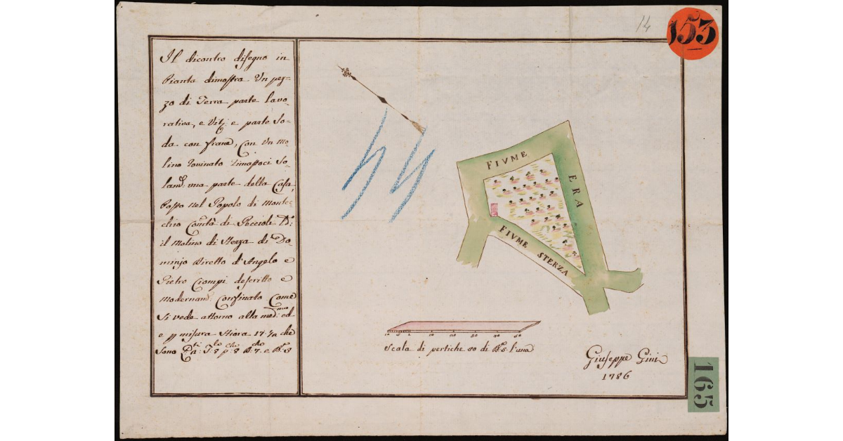 [Appezzamento di terra fra l'Era e la Sterza, nel popolo di Montecchio, luogo detto il Mulino di Sterza]